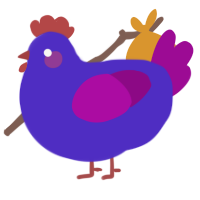 Queen Bouncelia, a indigo and plum chicken