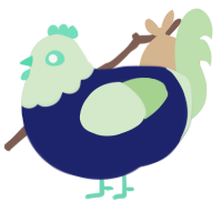 Sam, a navy and gluppy chicken with a head pattern