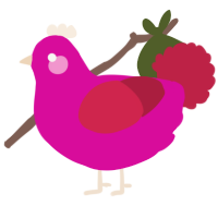 Creature, a fuchsia and crimson chicken