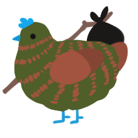 oh, a olive and russet chicken with a bar pattern