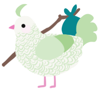 Slick, a white and gluppy chicken with a double-lace pattern