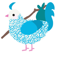 Commandment, a white and cerulean chicken with a double-lace pattern