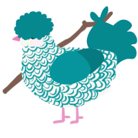 High Roller, a white and teal chicken with a double-lace pattern