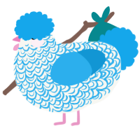 Leap, a white and sky chicken with a double-lace pattern