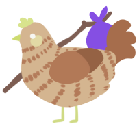 seedboy, a beige and brown chicken with a bar pattern