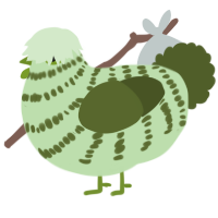 Oliver, a gluppy and olive chicken with a bar pattern