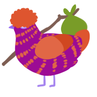 Pat, a plum and vermilion chicken with a bar pattern