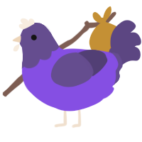 Morao, a blurple and overcast chicken with a head pattern
