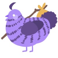 Microwave, a lilac and overcast chicken with a bar pattern