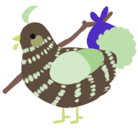 Mole D Nut, a bark and gluppy chicken with a bar pattern