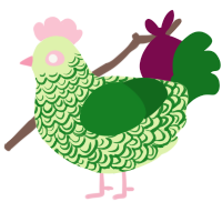 Basilic, a apple and leaf chicken with a double-lace pattern