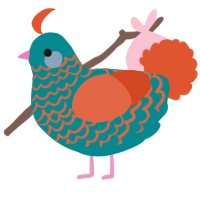 (unnamed), a teal and vermilion chicken with a lace pattern