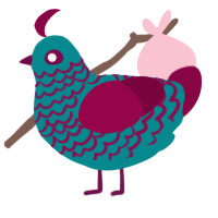 (unnamed), a teal and maroon chicken with a lace pattern