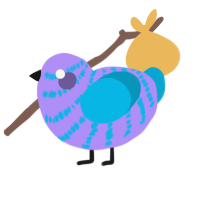 Stripeyyyyy, a lilac and cerulean chicken with a bar pattern