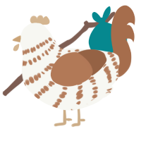 Tiramisu, a white and brown chicken with a bar pattern