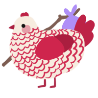 Ira, a cream and crimson chicken with a lace pattern