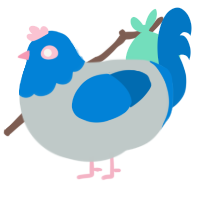 Cloud, a silver and sapphire chicken with a head pattern