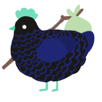 Heir, a sable and navy chicken with a lace pattern