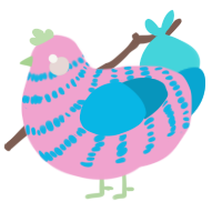 (unnamed), a pink and cerulean chicken with a bar pattern