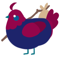 A navy and maroon chicken with a head pattern