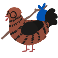 Cedar, a russet and sable chicken with a bar pattern