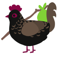 The Voices, a black and bark chicken with a half-lace pattern