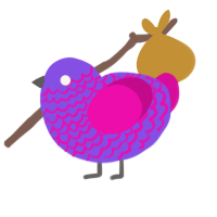 (unnamed), a blurple and fuchsia chicken with a lace pattern