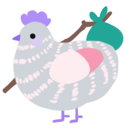 Meepo, a mist and rose chicken with a bar pattern