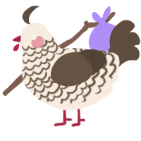 Barron, a cream and bark chicken with a lace pattern