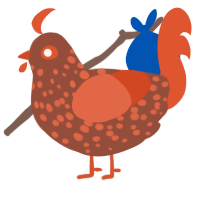 Ember, a russet and vermilion chicken with a speckle pattern