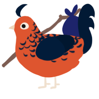 Lava, a vermilion and tumblr chicken with a half-lace pattern