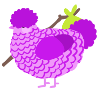 Concert Hologram, a lavender and amethyst chicken with a lace pattern
