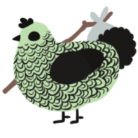 Spectre, a gluppy and sable chicken with a double-lace pattern