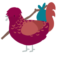 Toaster Strudel, a maroon and red chicken with a half-lace pattern