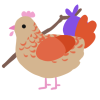 Carrot Cake, a beige and vermilion chicken with a half-lace pattern