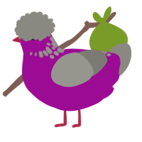 A plum and ash chicken with a neck-speckle pattern