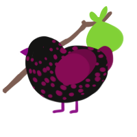 (unnamed), a black and wine chicken with a speckle pattern