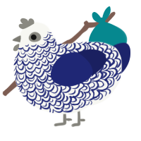 A white and navy chicken with a double-lace pattern