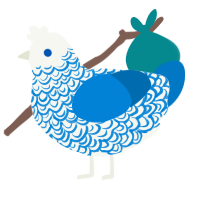 Slip, a white and sapphire chicken with a double-lace pattern