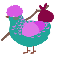Cotton Candy, a turquoise and orchid chicken with a half-lace pattern