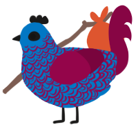 (unnamed), a sapphire and maroon chicken with a double-lace pattern