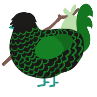 Forest Monster, a sable and leaf chicken with a lace pattern