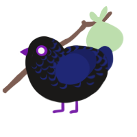 Blackhole, a sable and navy chicken with a half-lace pattern