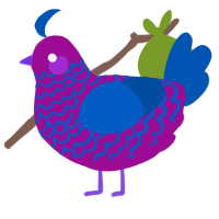Eleckit Sour Jel, a plum and ultramarine chicken with a lace pattern