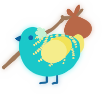 一日三秋, a cerulean and yellow chicken with a half-bar pattern