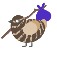 Chocolate, a bark and beige chicken with a bar pattern
