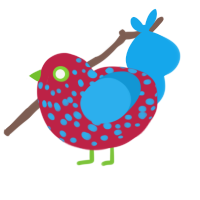space bagel sickness, a crimson and sky chicken with a speckle pattern