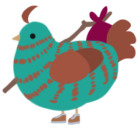 Oxidation, a turquoise and russet chicken with a bar pattern