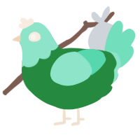 greenbirb, a viridian and mint chicken with a head pattern