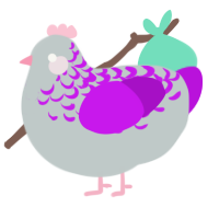 (unnamed), a silver and amethyst chicken with a half-lace pattern